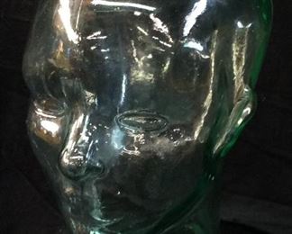 GLASS HEAD HAT DISPLAY, 11in H