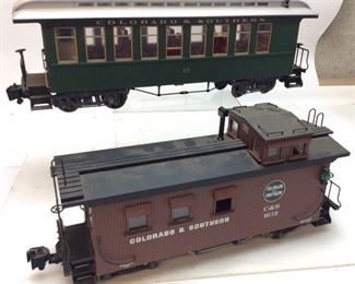 (2) LEHMANN GROSS & BAHN CABOOSE WITH LIGHTS w PASSENGER CAR NO LIGHTS