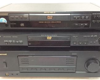 (3) SHERWOOD RECEIVER RX-4103, SONY AND PANASONIC DVD PLAYERS