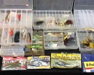 ASSORTED FISHING LURES, WEIGHTS, HOOKS OTHER FISHING TACKLE