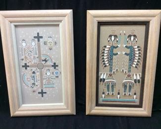 2 NATIVE AMERICAN SAND ART, FRAMED