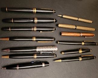 Pencils and Fountain pens.
Schaffer, Waterford,.
Boheme  Mountblanc,
Waterman.
