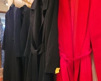 Three black Cashmire coats
One  Red  Pendleton  Coat.