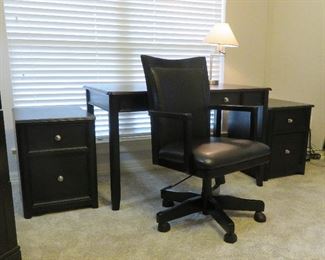 Desk, cabinets, office chair