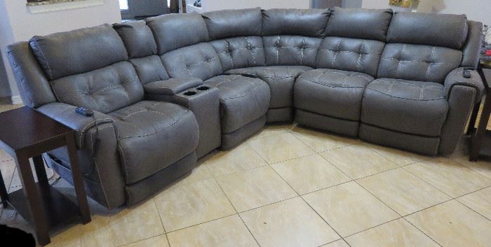 Gray electric reclining sofa