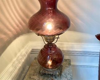 Amethyst glass double lamp