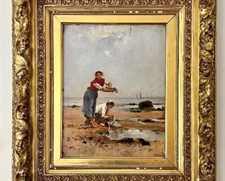 Antique Oil on Canvas Signed Lower Right- Ricard
