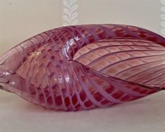 Interesting Swirled Pink Signed Art Glass Vessel
