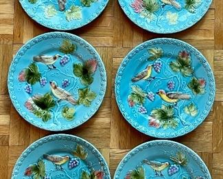 (6) Majolica Bird Plates