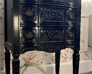 Carved Cabinet with Marble Top