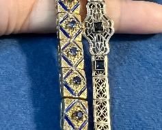14K Bracelet with Sapphires (left)                                                                 Art Deco (1930's) 14K Bracelet with Sapphires