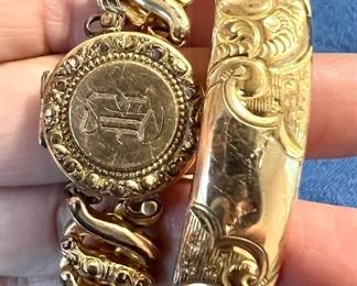 Gold Filled Locket Bracelet (left)                                                           Gold Filled Bracelet (right)