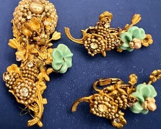 Miriam Haskell Pin & Earrings
