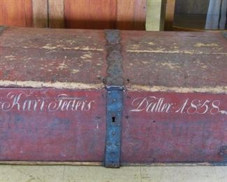 Original paint 1858 immigrant trunk