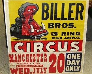 BILLER BROS. CIRCUS POSTER, 1950'S