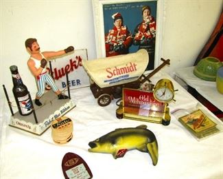 Grain Belt Beer, Pabst beer, Schmidt beer, Miller beer, signs, and lights