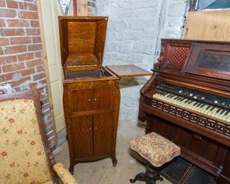 Victrola cabinet used as a bar!