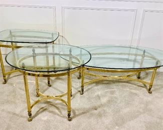 MACA301 MCM Italian Style Brass Beveled Glass Tables