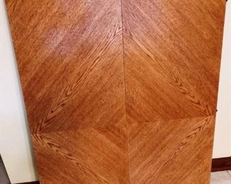 Total length of dining room table with these (2) 15" matched inserts is 96 ". Without the leafs, the table length is 66".