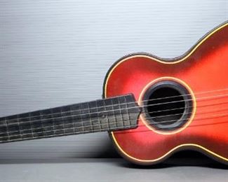 Children's Guitar's, Qty 2 (1 Is Unbranded With 5 Strings, Other Is Silvertone With No Strings), Tambourine, Guitar Picks, And Toca Shaker