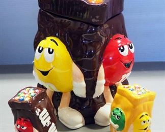 M&M's Ceramic Cookie Jar And Salt & Pepper Shaker Set, Both In Boxes