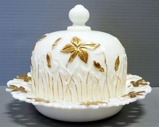 EAPG Gold Gilt Wild Iris Butter Dish
