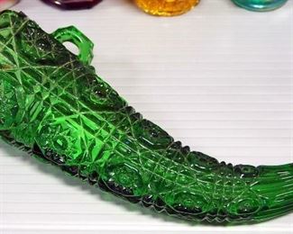 Glass Toothpick Holder Collection, Qty 25, Various Colors And Brands Including Imperial, Fenton, And Bob St. Clair, And EAPG Emerald Flower Horn