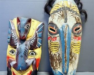 Carved Wood Masks, Qty 2