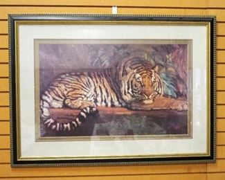 Paul Jouve (French, 1878-1973) Le Tigre Royale Tiger Print, Framed Triple Matted Under Glass, 44" W x 32" H