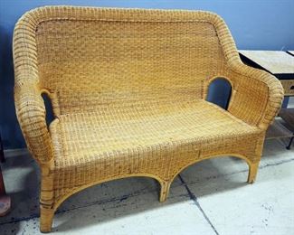 Rattan Wicker Love Seat, 35" H x 54" W x 30" D