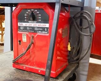 Lincoln Electric AC-225 Arc Welder With Welding Sticks, And Chipper, On Rolling Cart