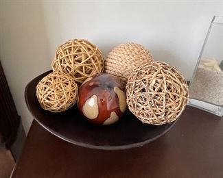 6 decorative balls in bowl,  13" x 12", was $14, NOW $9