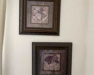 2 map pictures, 18" x 18",  was $28, NOW $20
