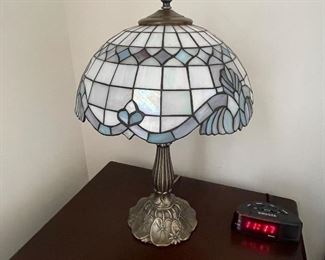 Additional view of Stained glass lamp (not lit),  alarm clock,  was $7, NOW $5