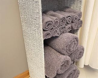 White wicker shelf unit,  28"H x 9"D x 12"W,  was $14, NOW $10