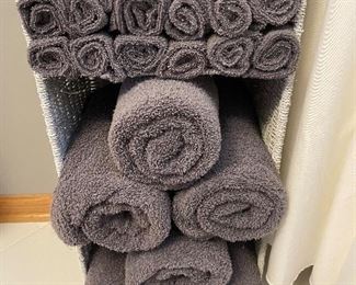 6 gray bath towels, $6 each.  12 gray washcloths, $2 each