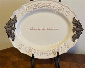 "Family and Friends are God's gift to us" plate, 15"W x 11"H,  was $10, NOW $7