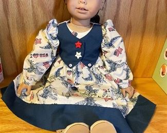 Doll dressed in Americana dress w/shoes,  was $15, NOW $10