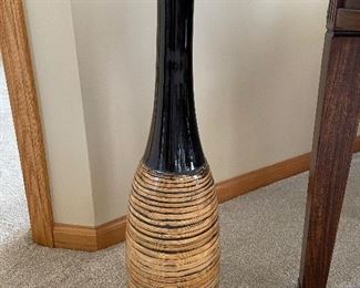 Tall black and rattan style vase,  23"H, was $20, NOW $14