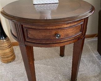 Pair of end tables, mint condition!  26"H x 24" diameter, was $150 each, NOW $130 each