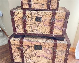 Set of 3 trunks, 12.5 x 8" x 7", 20" x 9.5" x 10.5", 24" x 13" x 14",  (See following pics),  was $50, NOW $30