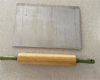 Silver baking sheet and rolling pin,  was $7, NOW $5