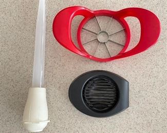 Baster, Apple slicer and egg slicer,  was $6, NOW $4