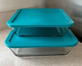 Anchor glass storage w/lids,  Set of rectangle and square, $8,  -2 sets available