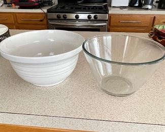 White ceramic bowl, was$10, NOW $7 (Glass bowl, $8/sold)