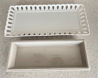 I. Godinger & Co tray (top), 15" x 7",  $14.  Ceramic tray (bottom), $12