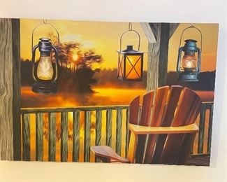 Porch and lantern light up wall art, 18" x 12",  was $12, NOW $8
