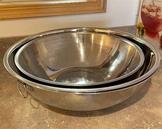 Set of 2 Large silver bowl set, 18", 16",  was $14, NOW $12