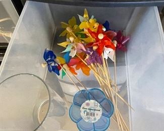 Pinwheels, glass vase and flower shape containers(2),  was $4, NOW $3