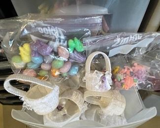 Baskets with decorative trinkets,  was $10, NOW $6